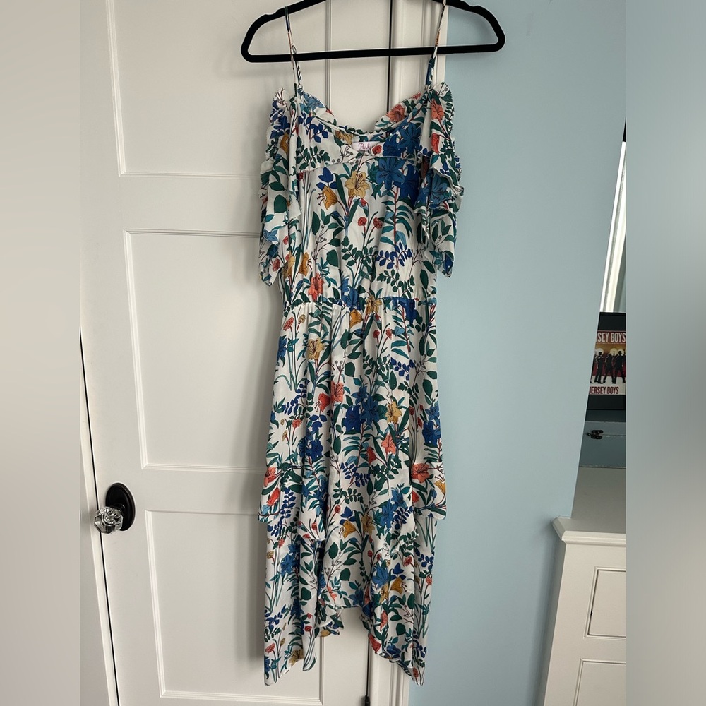 Parker Kam Floral Cold-Shoulder Handkerchief Dress